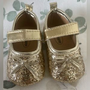 Myggpp Baby Walker Shoes Gold Glitter 0-6months NWOT